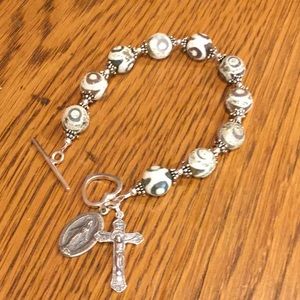 Sterling Silver Semi Precious Rosary Bracelet